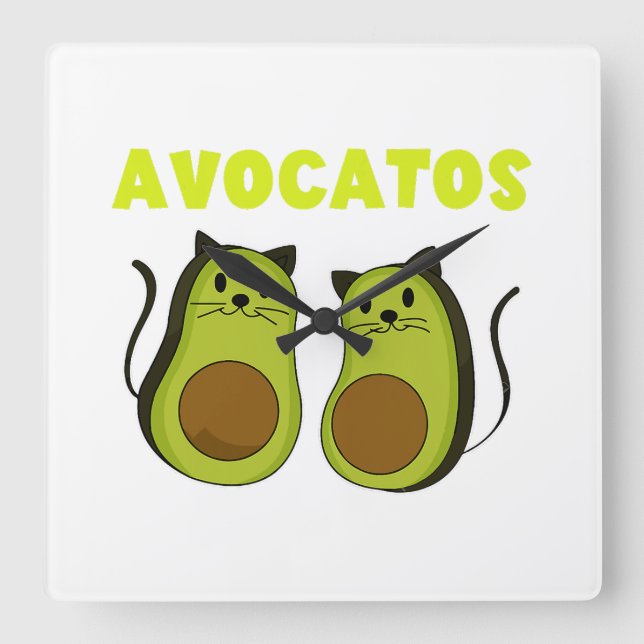 Relógio Quadrado Gato engraçado de Natal Avogato Avocado Cat (Frente)
