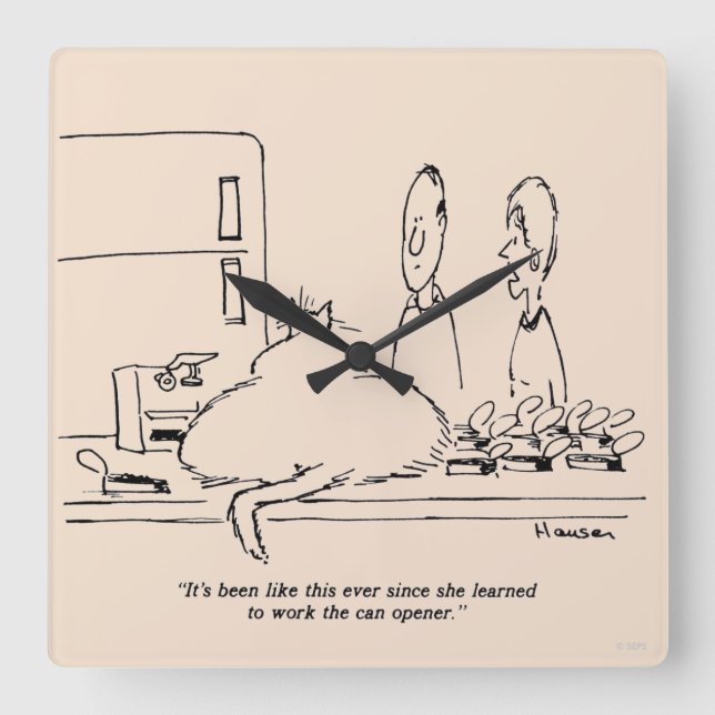 Relógio Quadrado Gato Gordo (Frente)