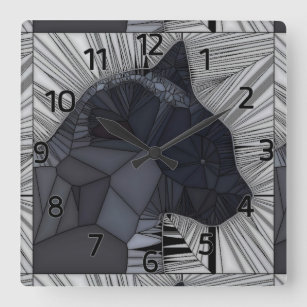 Relógio Quadrado Gato Siamês, Estilo de Vidro Estampado, Design