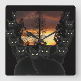Relógio Quadrado Gatos do por do sol