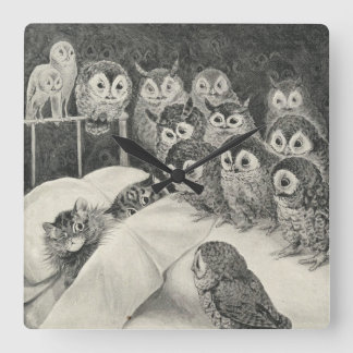 Relógio Quadrado Gatos, pesadelo. Louis Wain