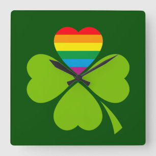 Relógio Quadrado Gay Lucky Clover