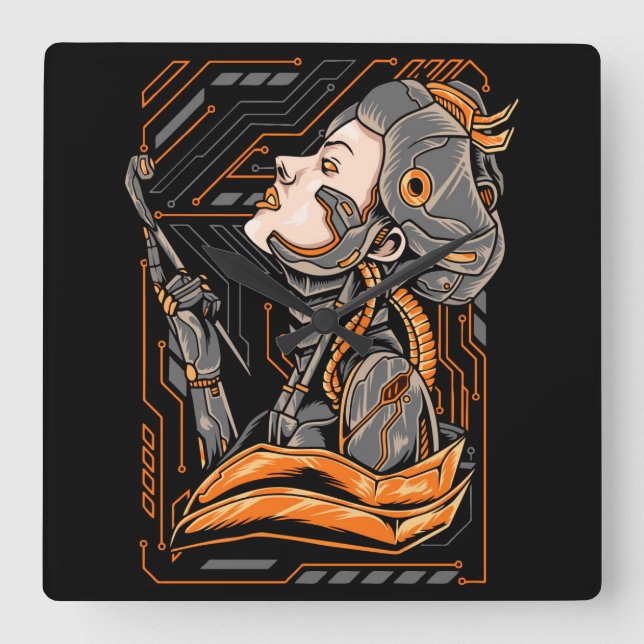 Relógio Quadrado Geisha  (Frente)