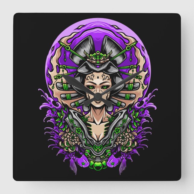 Relógio Quadrado Geisha (Frente)