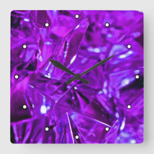 Relógio Quadrado Gemstone Roxo Crystal Ametyst com Pontos
