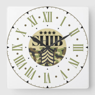 Relógio Quadrado General Roman Numeral do Exército Shib