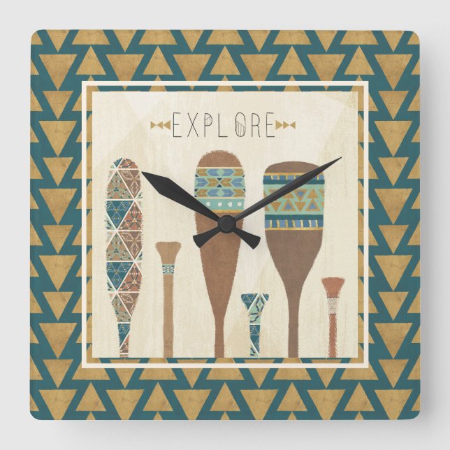 Relógio Quadrado Geo exterior VII | explora (Frente)