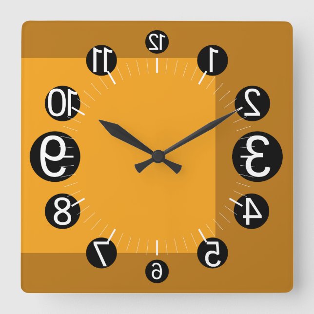 RELÓGIO QUADRADO GEOMESKY NUMBERS UPSIDE DOWN BY MASANSER PIXELAT (Frente)