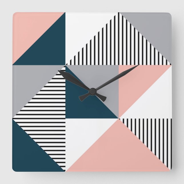 Relógio Quadrado Geometria Abstrato (Frente)