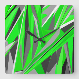 Relógio Quadrado Geometria verde-Cinza