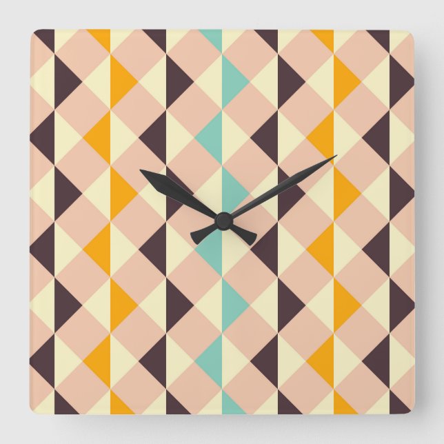 Relógio Quadrado Geometric pattern overlapping diamonds & triangle (Frente)