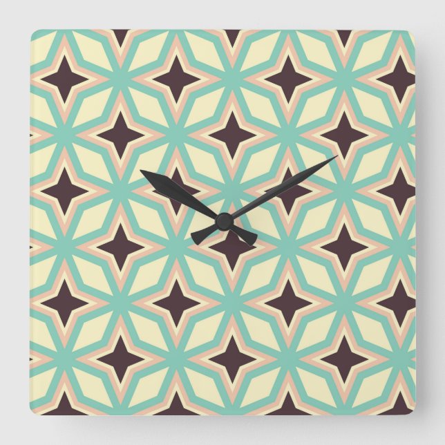 Relógio Quadrado Geometric pattern with alternating dark star shape (Frente)