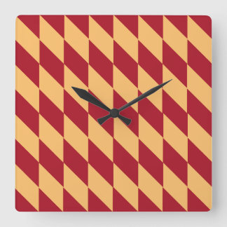Relógio Quadrado Geométrico Amarelo e Vermelho