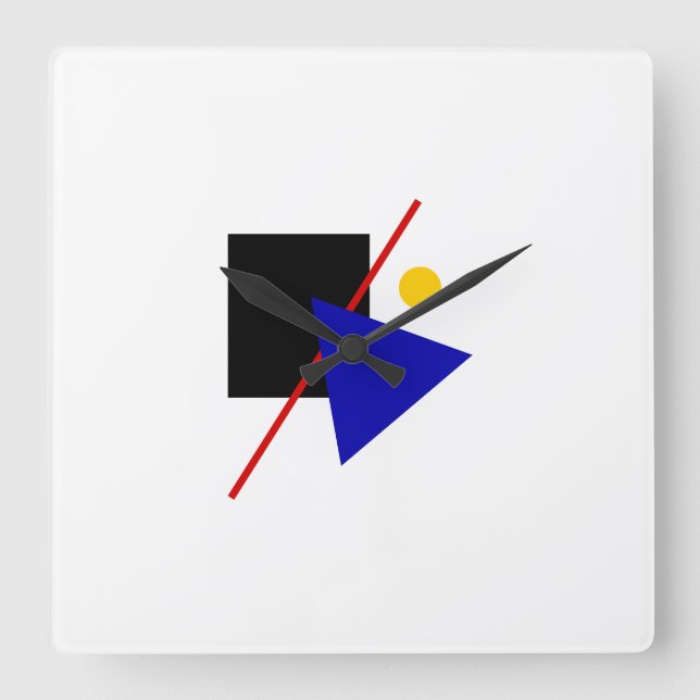 Relógio Quadrado Geométrico Bauhaus Design (Frente)