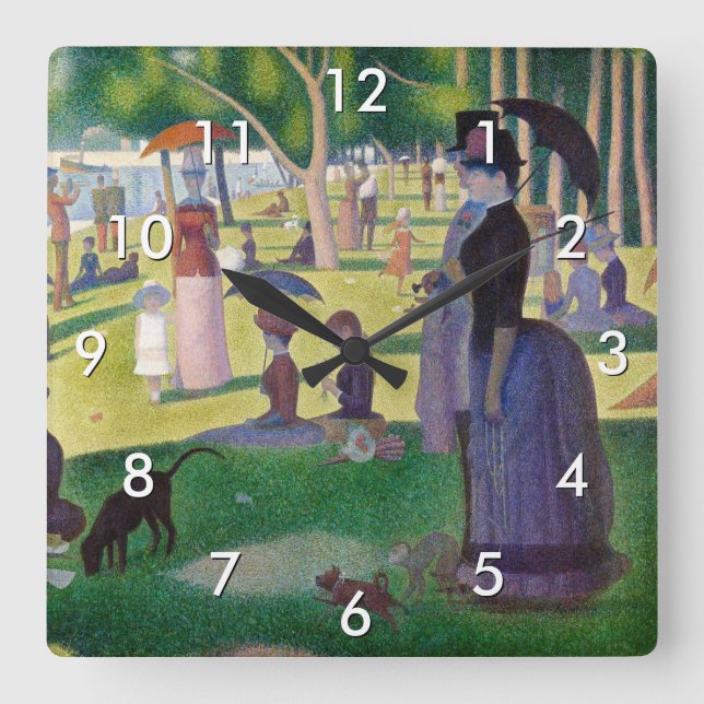 Relógio Quadrado Georges Seurat - Domingo em La Grande Jatte (Frente)