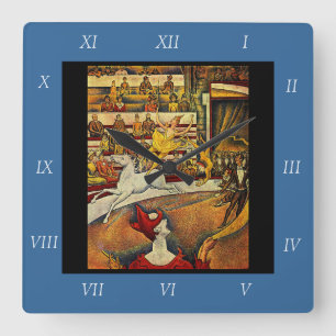 Relógio Quadrado Georges Seurat's The Circus (1891) - Palhaço e Cav