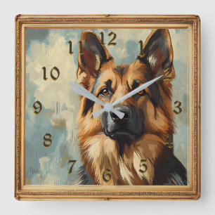 Relógio Quadrado German shepherd Pintura