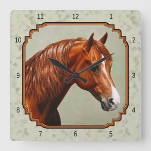 Relógio Quadrado Gestnut Morgan Horse Sage Verde