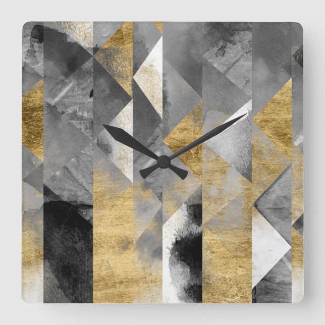 Relógio Quadrado Gilt Reflexões I (Frente)