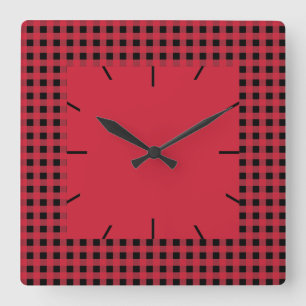 Relógio Quadrado Gingham Red and Black