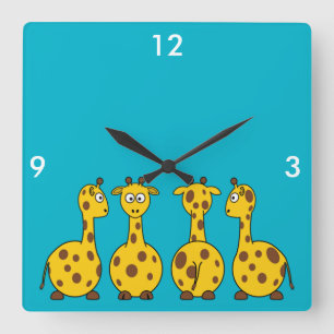 Relógio Quadrado Girafa bonito, animal selvagem