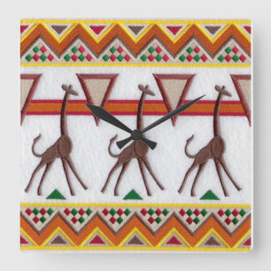 Relógio Quadrado Girafas no pulso de disparo de parede de África