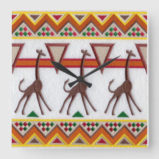 Relógio Quadrado Girafas no pulso de disparo de parede de África