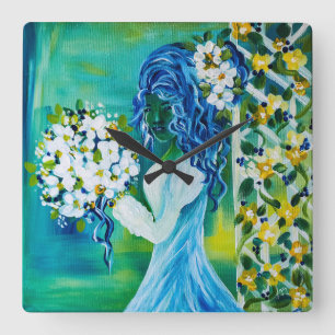 Relógio Quadrado Girl With Spring Bouquet