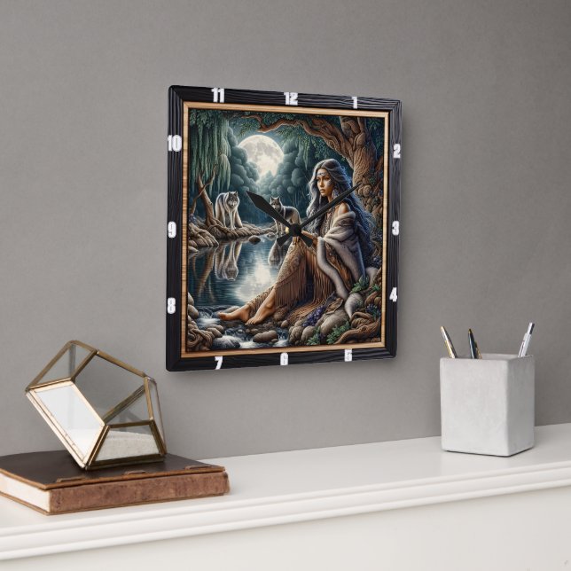 Relógio Quadrado Glade Indígena: Arte Mais Inteligente (Escritório)