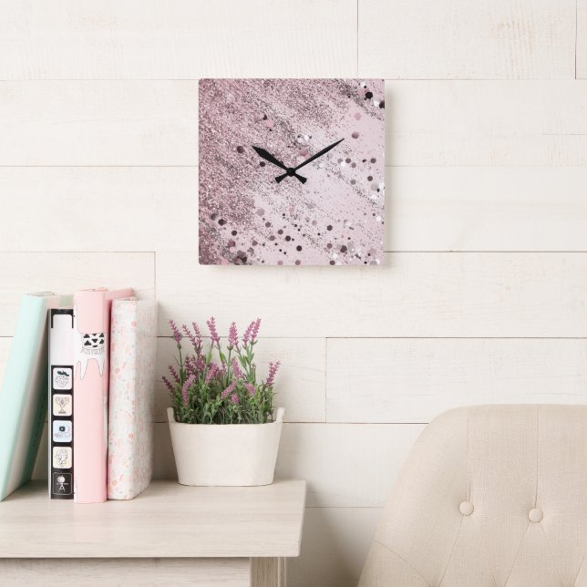 Relógio Quadrado Glitter 3 #art #glitter (Sala de leitura)