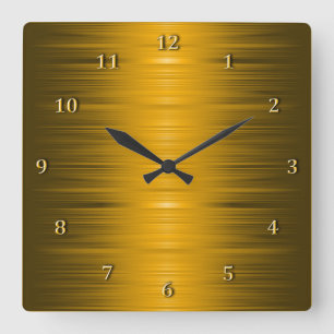 Relógio Quadrado Glossy Shaded Golden Square Wall Clock