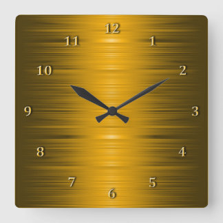 Relógio Quadrado Glossy Shaded Golden Square Wall Clock