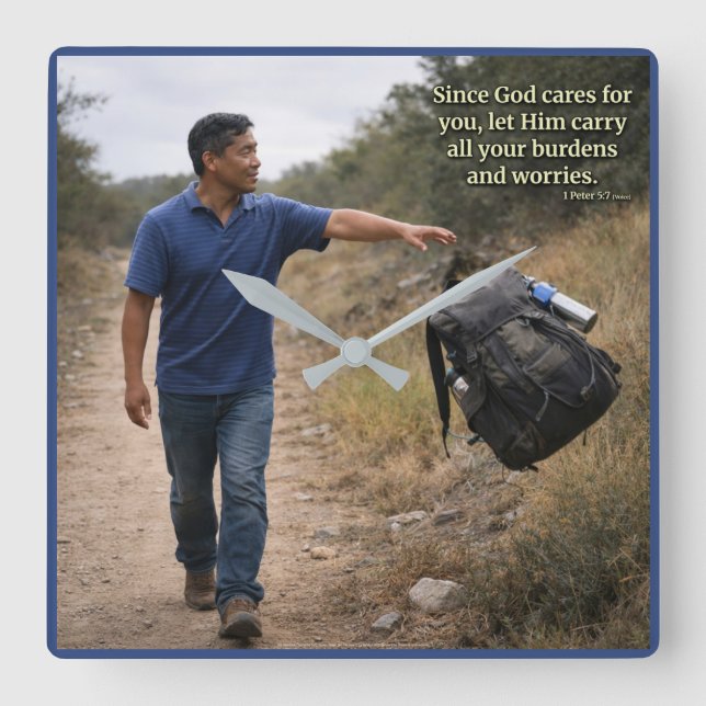 Relógio Quadrado God cares for you (Frente)