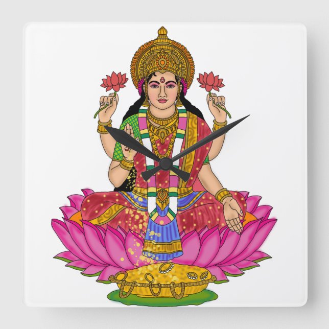 Relógio Quadrado Goddess Lakshmi Clock (Frente)