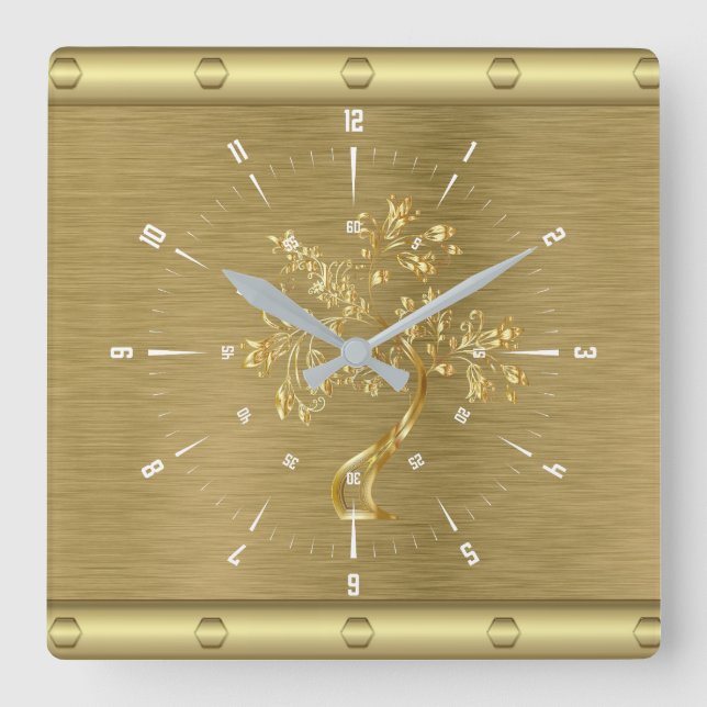 Relógio Quadrado Gold  square wall clock (Frente)