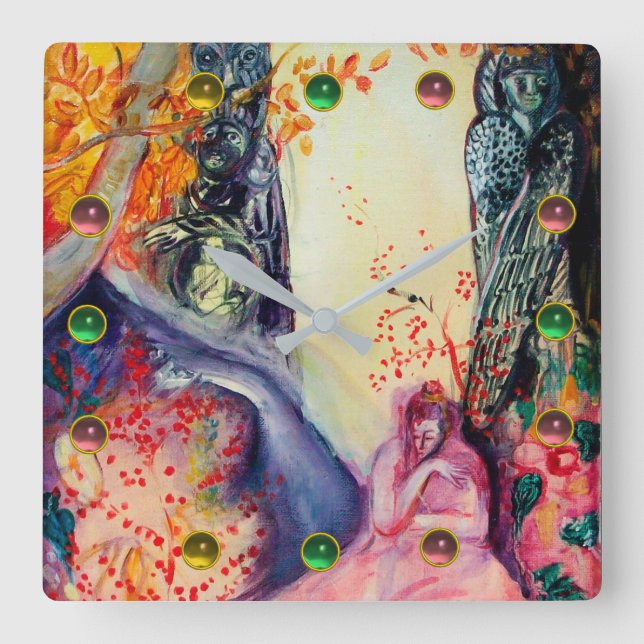 Relógio Quadrado GOLDEN DREAM / Yoga Meditation Zen Garden (Frente)