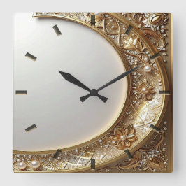 Relógio Quadrado Golden Ornate Frame Wall Clock
