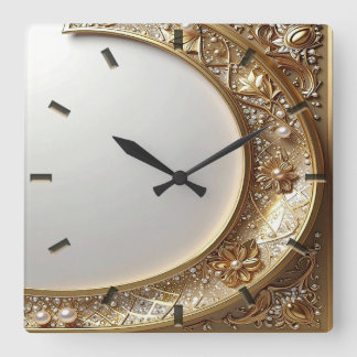 Relógio Quadrado Golden Ornate Frame Wall Clock