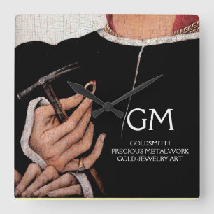 RELÓGIO QUADRADO GOLDSMITH,METALWORKER DE PRECIOSO,ARTE JOIA DOURAD