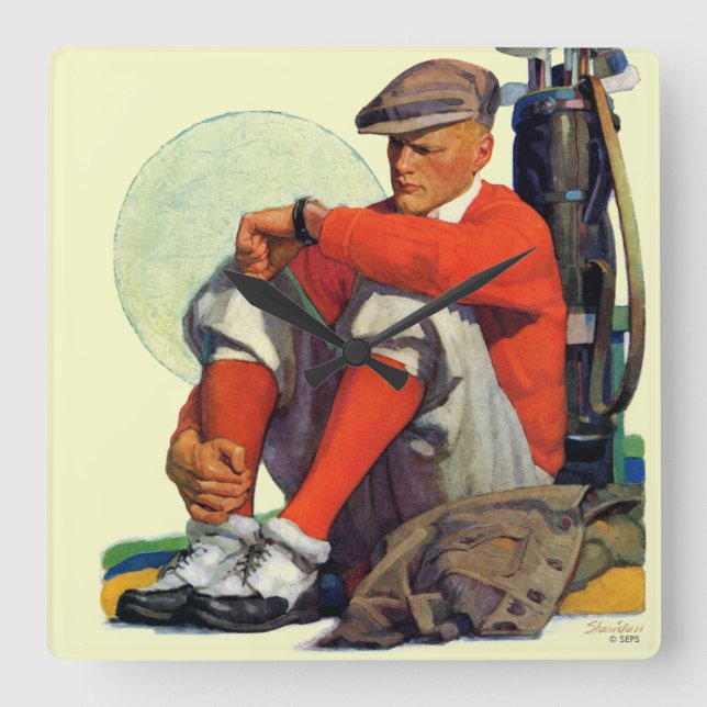 Relógio Quadrado Golfer Kept Waiting (Frente)