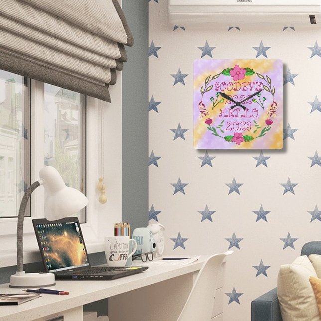 RELÓGIO QUADRADO GOODBYE 20XX OLÁ 20XX (Criador carregado)