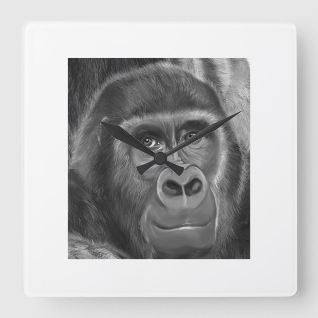 Relógio Quadrado Gorilla sucking fingers Clock2 指しゃぶりのゴリラ時計 (Frente)