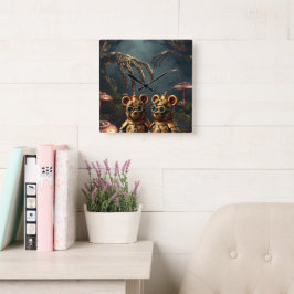 Relógio Quadrado Gothic Mechanical Dark Forest Steampunk Gummy Bear