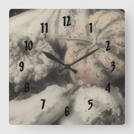 Relógio Quadrado Gouradas do País em Natureza Branca Negra
