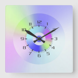 Relógio Quadrado Gradiente de boas vibrações do arco-íris iridescen