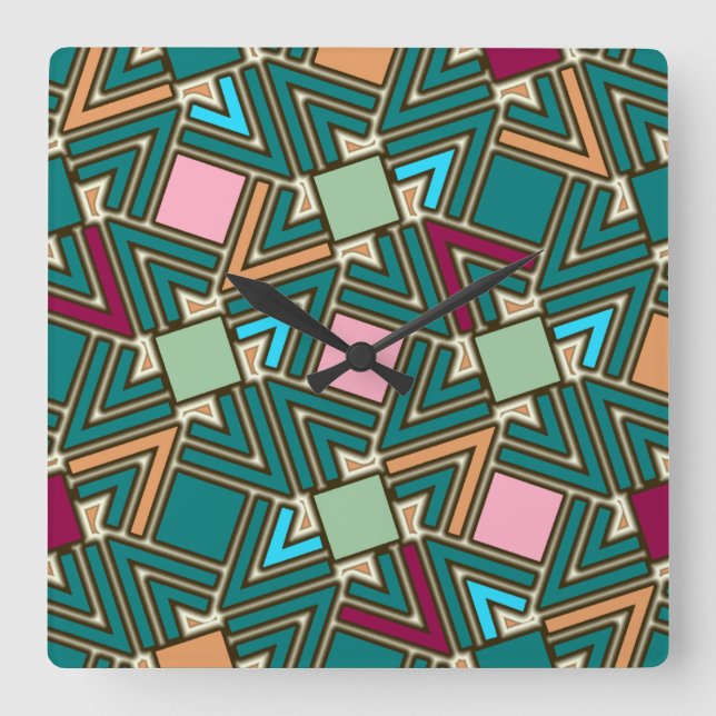 Relógio Quadrado Graffiti Explosion Modern Geometric Pattern  (Frente)