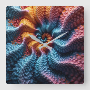 Relógio Quadrado Gráfico de movimento em espiral infinita pastel