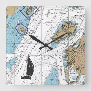 Relógio Quadrado Gráfico do Porto de Nova Iorque