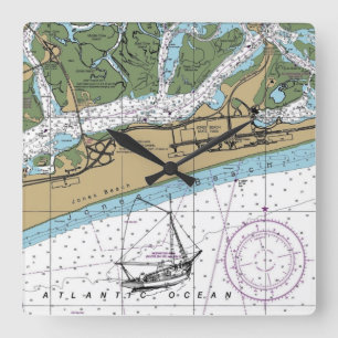 Relógio Quadrado Gráfico NY da Ilha Jones Beach