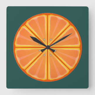 Relógio Quadrado Gráfico Retro Laranja Sobre Oliva
